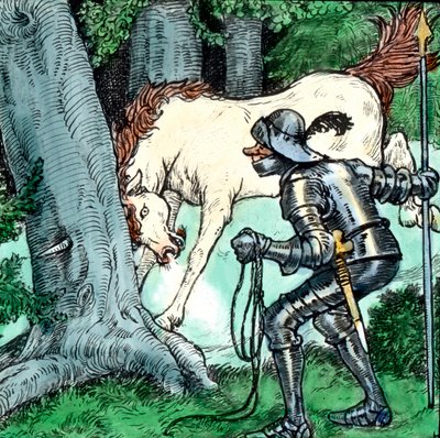 Brothers Grimm - Sprookjes - De Dappere Kleine Kleermaker. Beeld datum circa 1910. Carl Simon Archief door Carl Simon