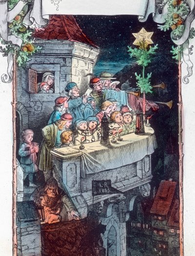 Eer aan God in de hoogste hemel. Illustratie door Duitse schilder en graficus Fritz Richter door Carl Simon