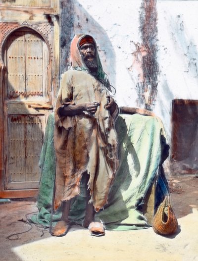 Marokko, blinde bedelaar in Tanger, beelddatum: circa 1910. Carl Simon Archief door Carl Simon