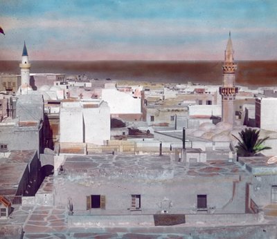 Noord-Marokko, stadsgezicht van Fez, circa 1910 door Carl Simon