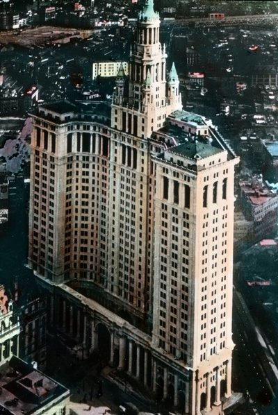 Verenigde Staten van Amerika, New York, het Manhattan Municipal Building, gebouwd tussen 1907-1914, beelddatum: circa 1920. Carl Simon Archief door Carl Simon