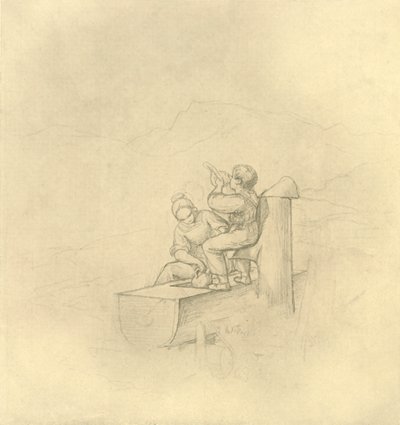 Am Brunnen, midden-late 19e eeuw, ca. 1924 door Carl Spitzweg
