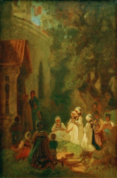 Devotie voor de boskapel door Carl Spitzweg