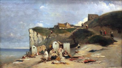 Badende vrouwen aan zee bij Dieppe door Carl Spitzweg