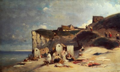 Badende vrouwen aan zee bij Dieppe I door Carl Spitzweg