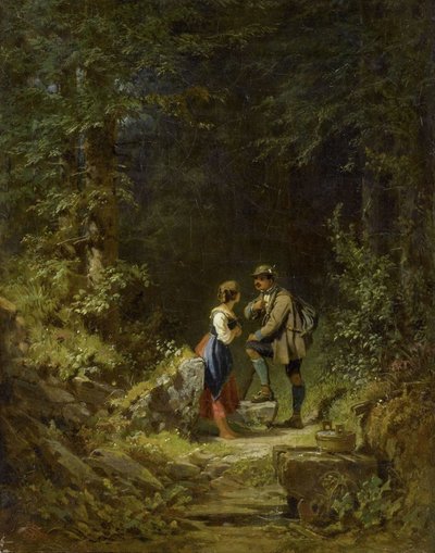 Ontmoeting in het bos door Carl Spitzweg