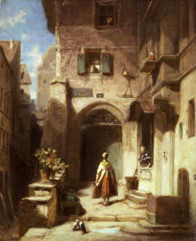 Bij de ooievaarsapotheek door Carl Spitzweg