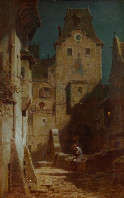 De ingeslapen nachtwaker door Carl Spitzweg