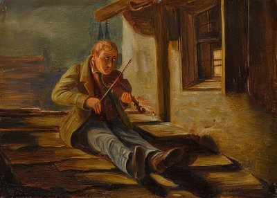 De gehoornde dakviolist door Carl Spitzweg