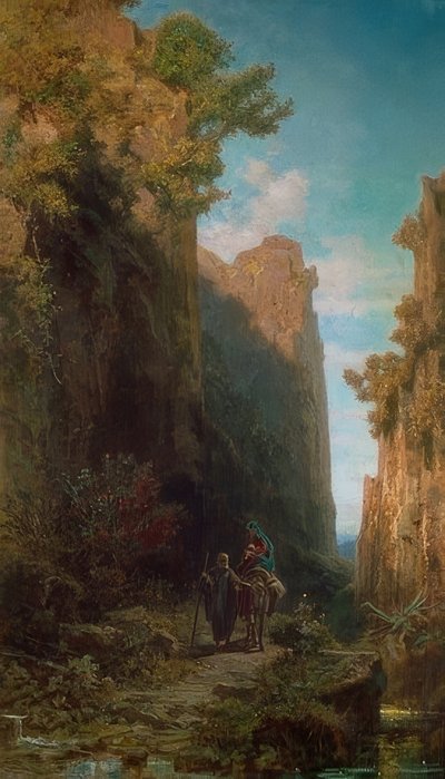 De vlucht naar Egypte. 1875/79 door Carl Spitzweg