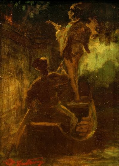 Een serenade vanaf de boot door Carl Spitzweg