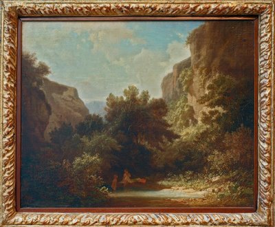 Rotsachtig Berglandschap met Badende Nimfen door Carl Spitzweg