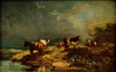 Koeien in Landschap door Carl Spitzweg