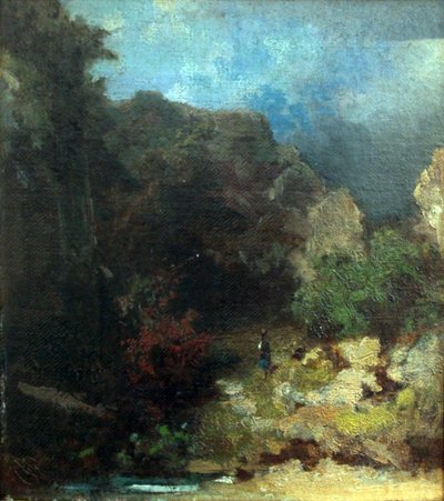 Landschap met vrouwelijke figuur door Carl Spitzweg