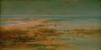 Nillandschap met ooievaars door Carl Spitzweg