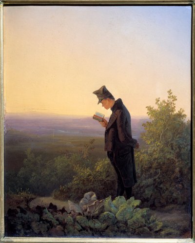 Het lezen van het Brevier in de avond. door Carl Spitzweg