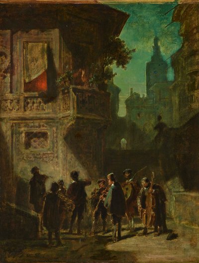 Spaanse serenade uit de Barbier van Sevilla, ca. 1856 door Carl Spitzweg