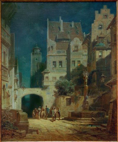 Serenade in het maanlicht door Carl Spitzweg