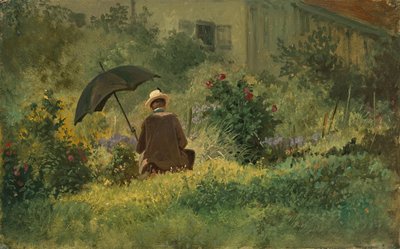 De schilder in de tuin, c.1860 door Carl Spitzweg