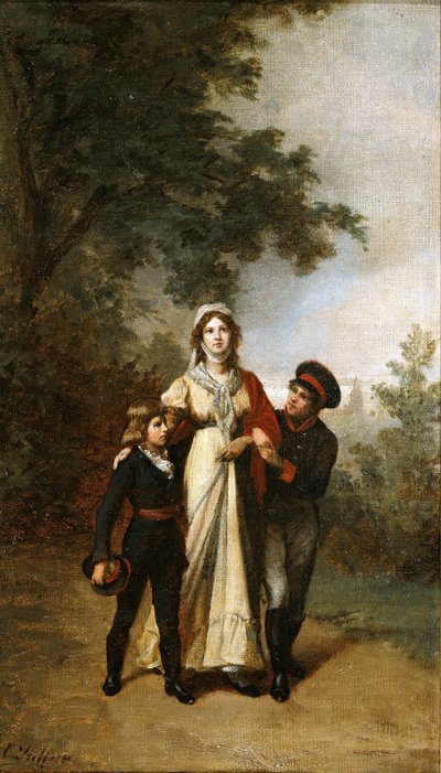 Koningin Luise met haar zonen in Luisenwahl Park door Carl Steffeck