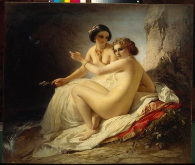 Twee meisjes in een grot door Carl Timoleon von Neff