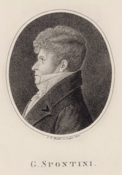 Portret van de dirigent en componist Gaspare Spontini door Carl Traugott Riedel