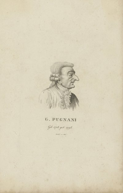 Portret van de violist en componist Gaetano Pugnani door Carl Traugott Riedel