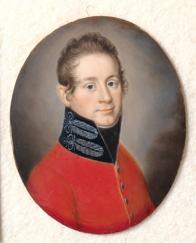 Portret van een Onbekende Man in een Rode Uniform door Carl Viertel