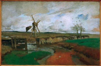 Landschap met Windmolen door Carl Vinnen