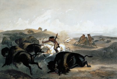 Indianen die de Bizon Jagen door Carl Vogel