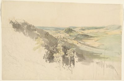 Heuvelachtig landschap met kasteel Landsberg door Carl Wagner