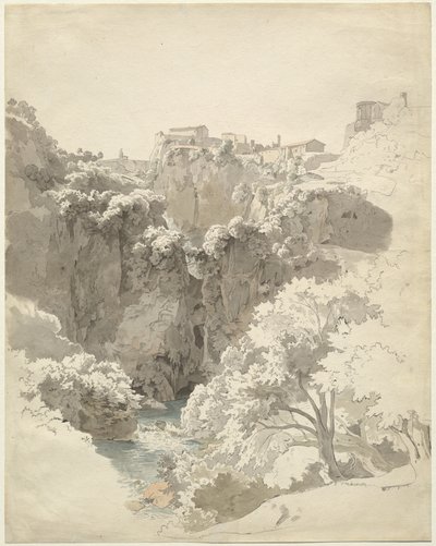 Tivoli en de Tempel van de Sibylle Boven de Aniene Kloof door Carl Wagner
