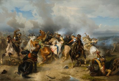 Dood van koning Gustav II Adolf van Zweden in de Slag bij Lützen, 1855 door Carl Wahlbom