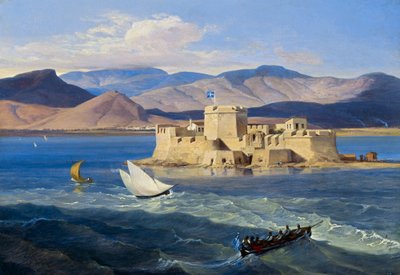 Vesting Bourtzi bij Nauplia door Carl Wilhelm Freiherr von Heideck