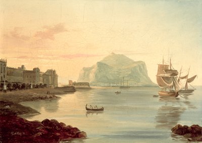 Haven van Palermo met de berg Pellegrino, 1831 door Carl Wilhelm Goetzloff
