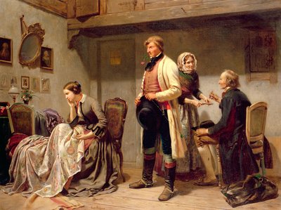 Een toast op het verloofde paar door Carl Wilhelm Huebner