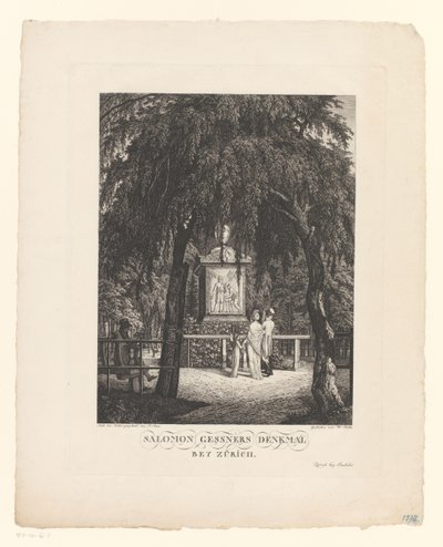 Monument voor Salomon Gessner nabij Zürich Salomon Gessners Denkmal bey Zürich (titel op object) door Carl Wilhelm Kolbe (I)