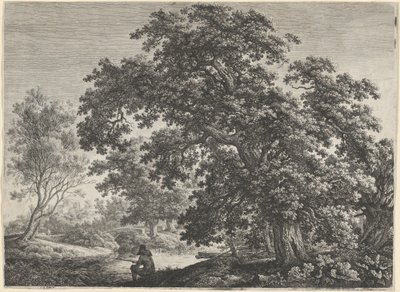 Reusachtige Eik met een Zittende Visser door Carl Wilhelm Kolbe