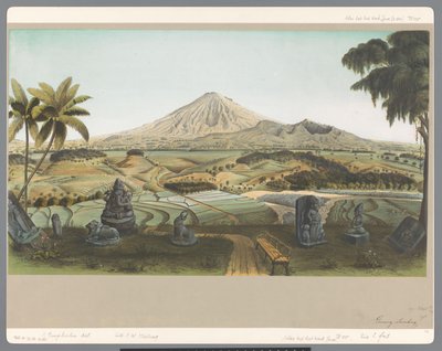 Gezicht op de berg Sumbing op Java door Carl Wilhelm Mieling (possibly)