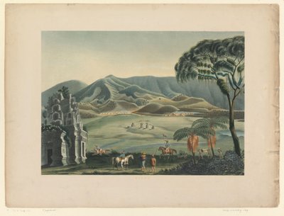 Gezicht op een landschap op het Diengplateau door Carl Wilhelm Mieling (possibly)