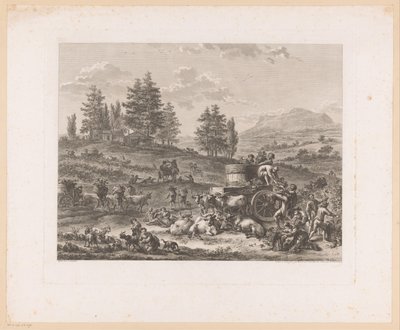Wijnoogst in een landschap door Carl Wilhelm Weisbrod