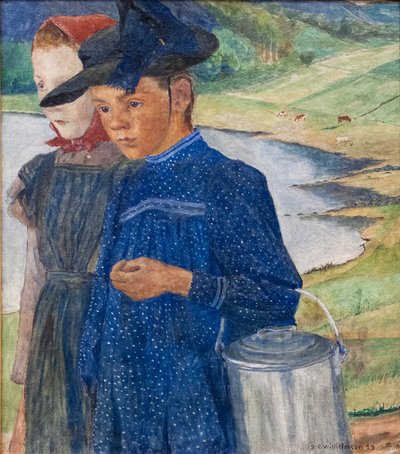 Twee meisjes op de weg door Carl Wilhelm Wilhelmson