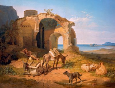 Landschap met de Ruïne van een Byzantijnse Kerk door Carl Wilhelm von Heideck