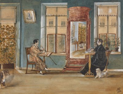 Acteur Nikolay Osipovich Dur met zijn vrouw in de woonkamer, 1839 door Carl von Hampeln