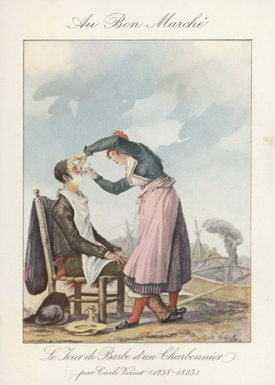 De dag van de bard van een kolenbrander (gekleurde litho) door Carle (after) Vernet