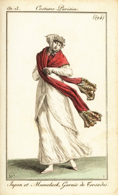 Vrouw in onderrok en Mamluk overjurk, Parijs door Carle (after) Vernet