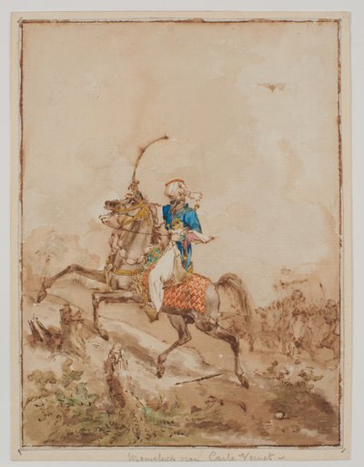 Een Arabier op een aanstormend paard door Carle Vernet