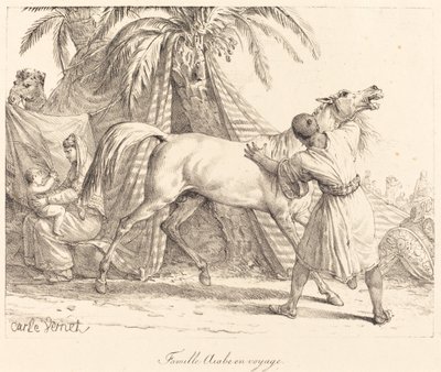 Arabische familie op reis door Carle Vernet