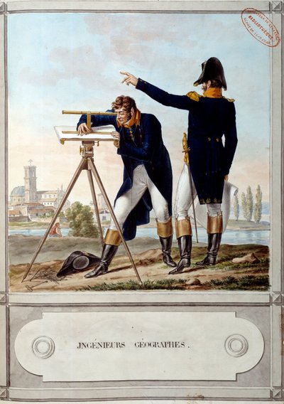 Geografen van de Polytechnische School. Periode van de campagne (expeditie) van Egypte (1798-1801). Gravure door Antoine Dit Carle Vernet door Carle Vernet