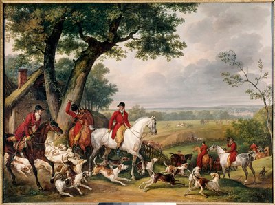 Jacht in het bos van Fontainebleau Schilderij door Antoine Vernet genaamd Carle (1758-1836) 1824 Jachtmuseum, Kasteel van Gien, Frankrijk door Carle Vernet